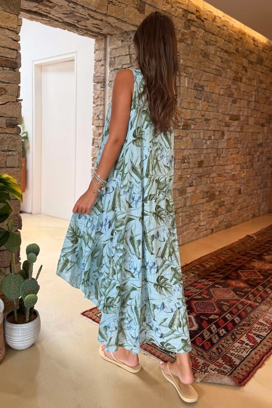 Made in Italy Tiki Pure Cotton Midi Dress Powder /32 =